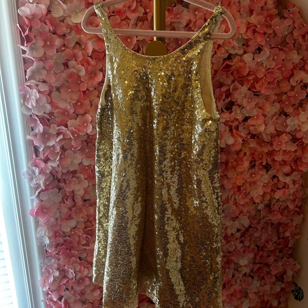 NWT Sophie Catalou Gold Sequin Kids Dress, Size 6